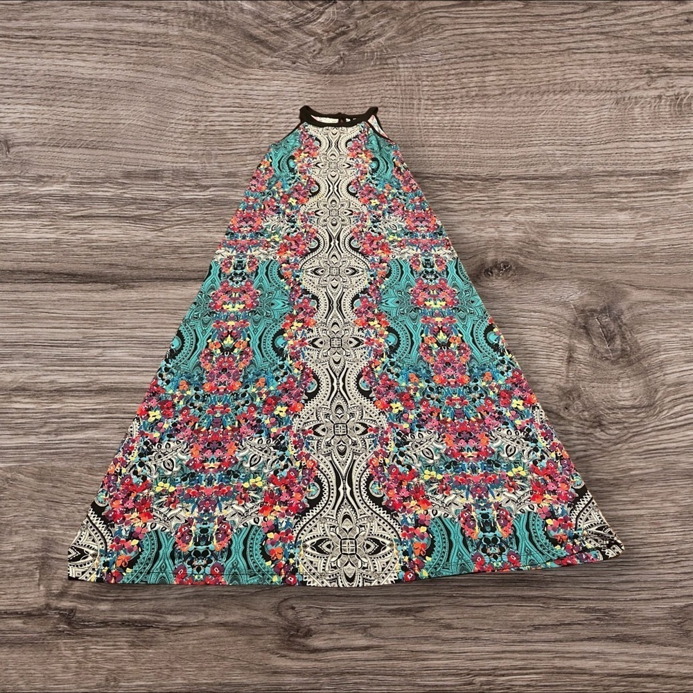 Nicole Miller Halter Style Boho Floral Maxi Dress Size Medium